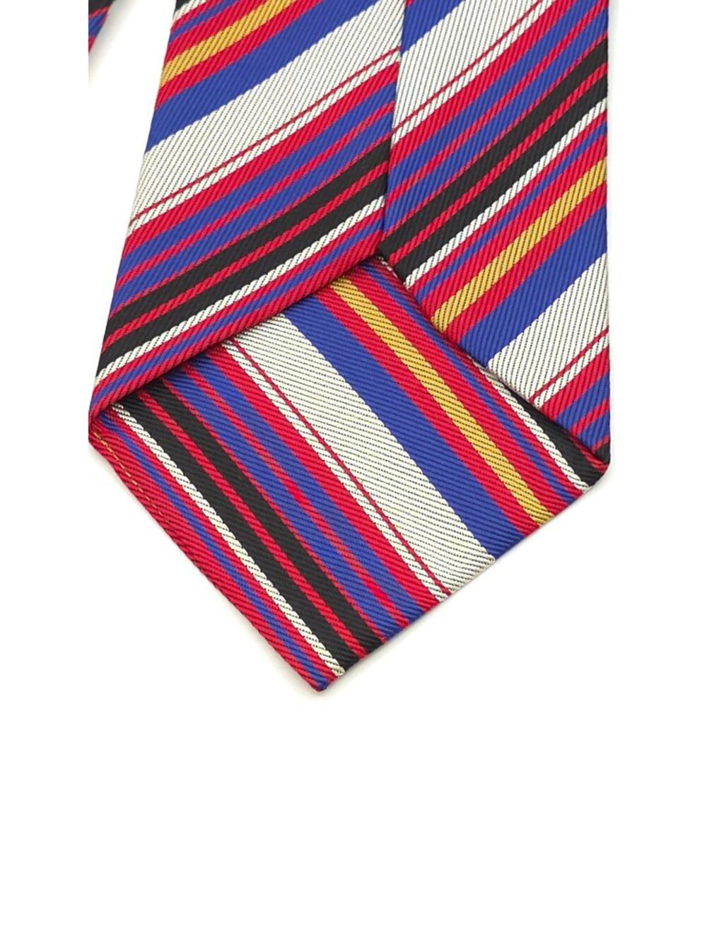 Vintage Blended Tie with Blue, White, Red, and Black Stripes - Gen Y Revival - Picture 4 of 6